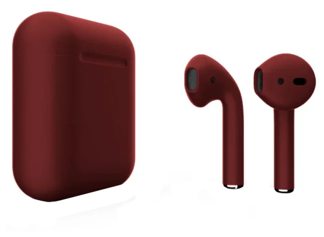Apple AirPods 2 Color Wireless Headphones (No Wireless Charging Case), Matte Burgundy